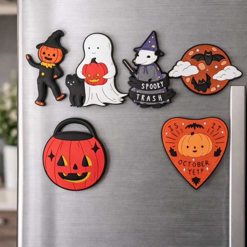 Zbliżenie na detale i warstwy personalizowanego magnesu gumowego z efektem 3D.