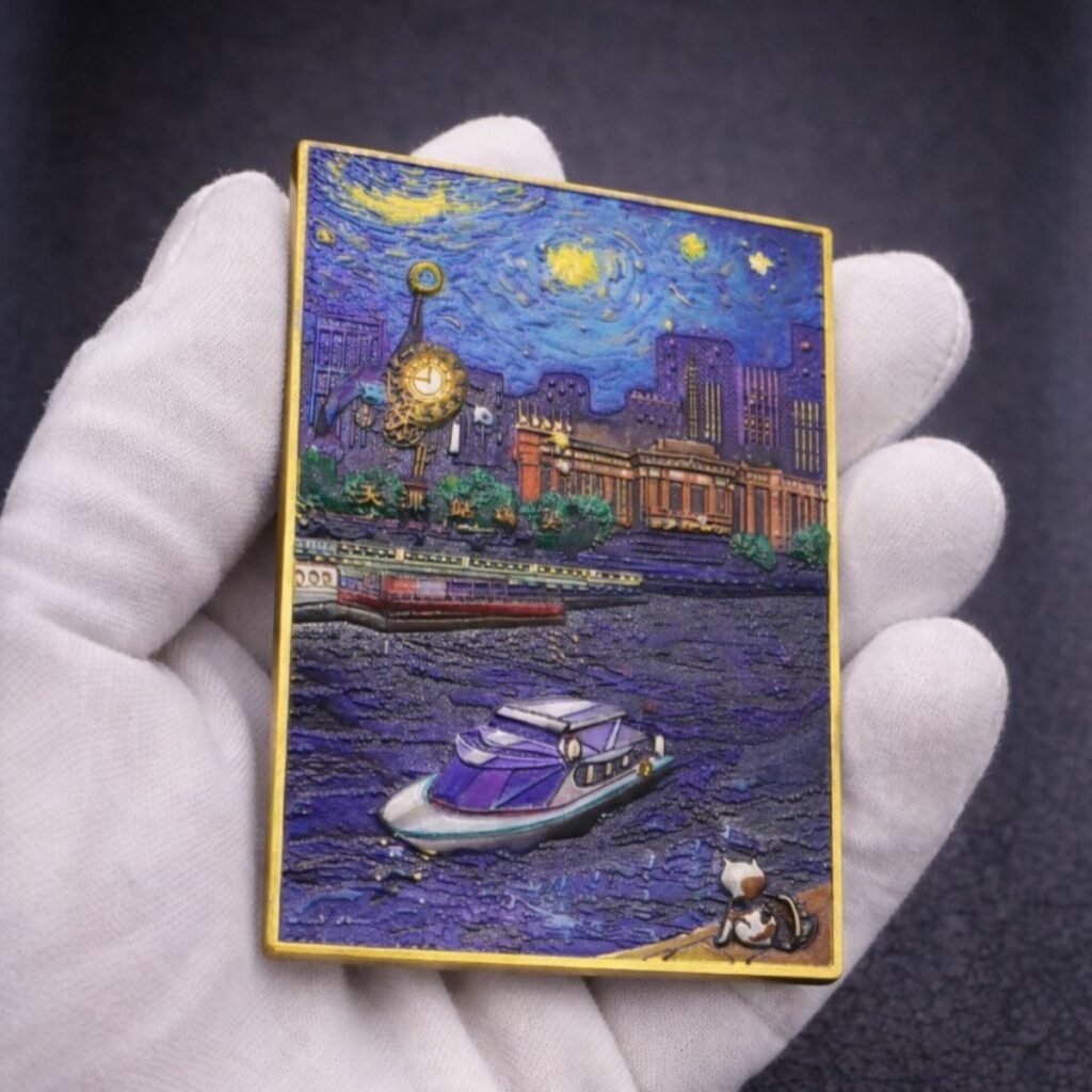 Metalowe magnesy na lodówkę o niestandardowym kształcie wykonane na indywidualne zamówienie.