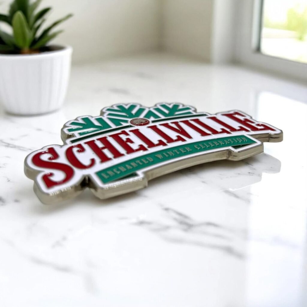 Metalowe magnesy emaliowane z logo w kolorze i efektem 3D