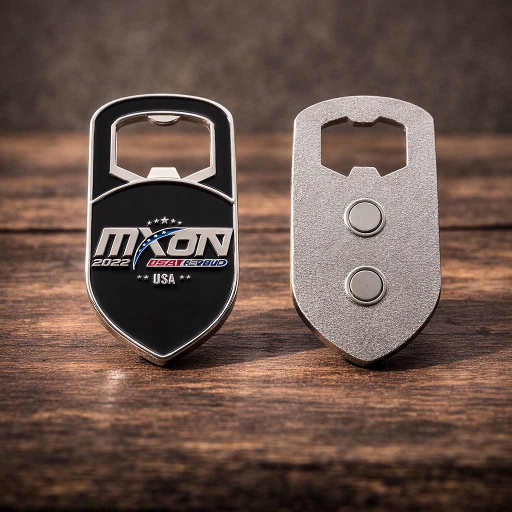 Metalowe otwieracze do butelek z magnesem i logo